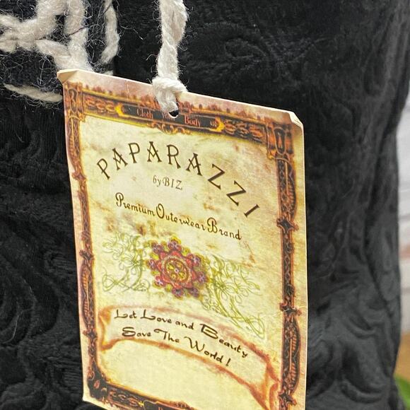 PAPARAZZI by BIZ Woolblend Black & White Dress S Winter Pick Stitch Embossed - Picture 7 of 12